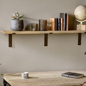 mango wood and iron shelf long