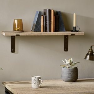 mango wood and iron shelf short