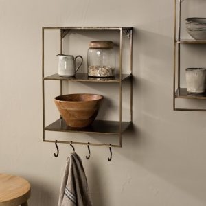 iron shelves with hooks narrow