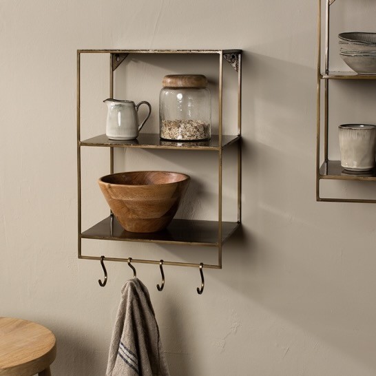 Iron Shelves with Hooks Narrow