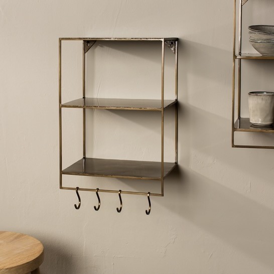 iron shelves with hooks narrow