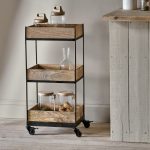 mango wood storage trolley