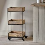 mango wood storage trolley