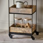 mango wood storage trolley