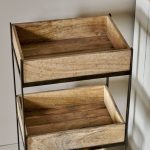 mango wood storage trolley