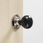 ebony cottage door knobs (pair) nickel collar & rose