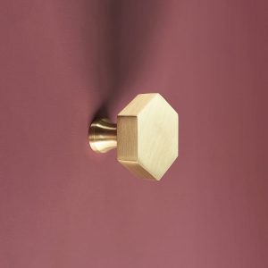 hexagonal cabinet knob satin brass