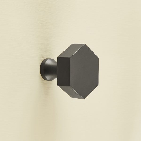 hexagonal cabinet knob gunmetal grey