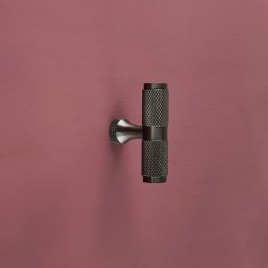 knurled t bar cupboard pull gunmetal grey