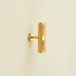 knurled t bar cupboard pull satin brass