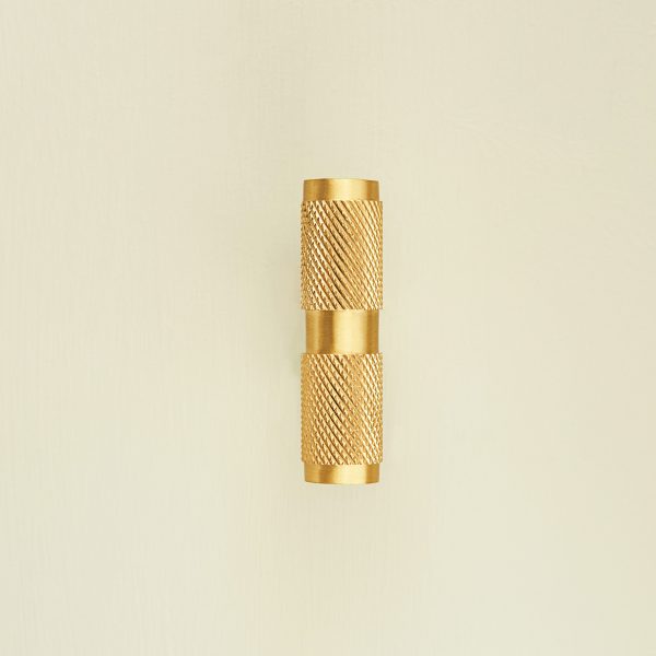 knurled t bar cupboard pull satin brass