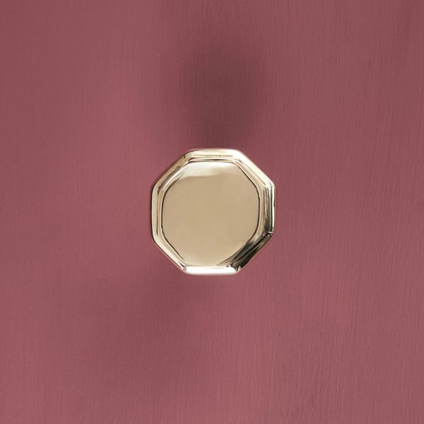 flat octagonal cabinet knob polished brass
