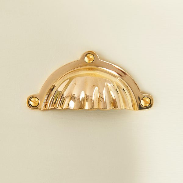 shell drawer pull polished brass