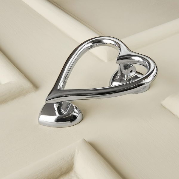 heart door knocker polished chrome