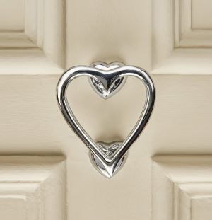 heart door knocker polished chrome