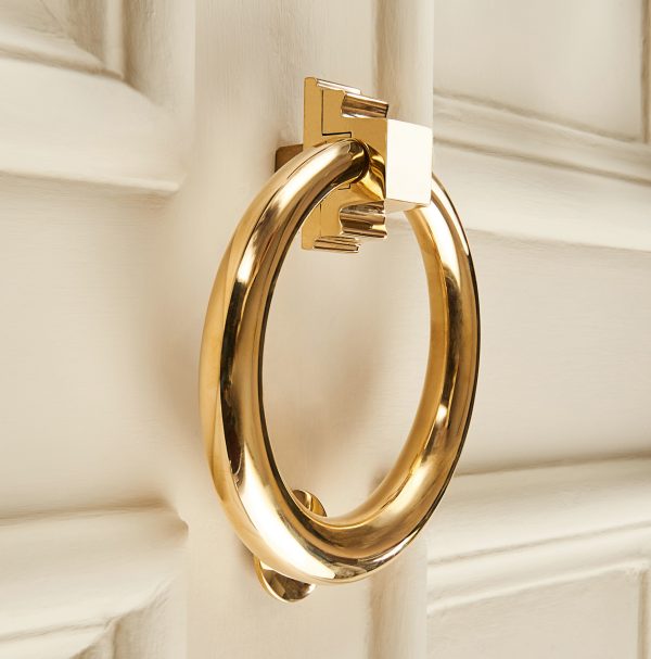 hoop door knocker large polished brass