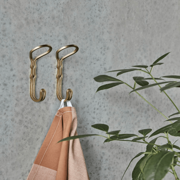 set of two brass hooks