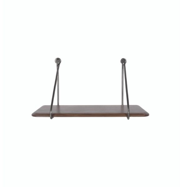 wooden shelf with brass brackets (small) walnut