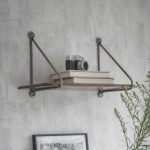 wooden shelf with brass brackets (small) walnut