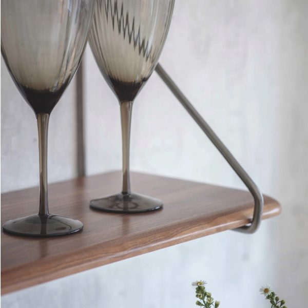 wooden shelf with brass brackets (large) walnut