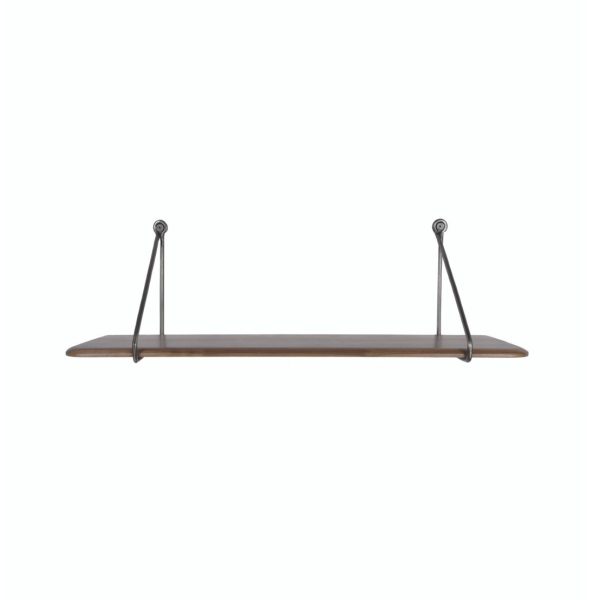wooden shelf with brass brackets (large) walnut