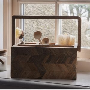 mango wood bathroom caddy