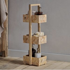 tall mango wood storage caddy