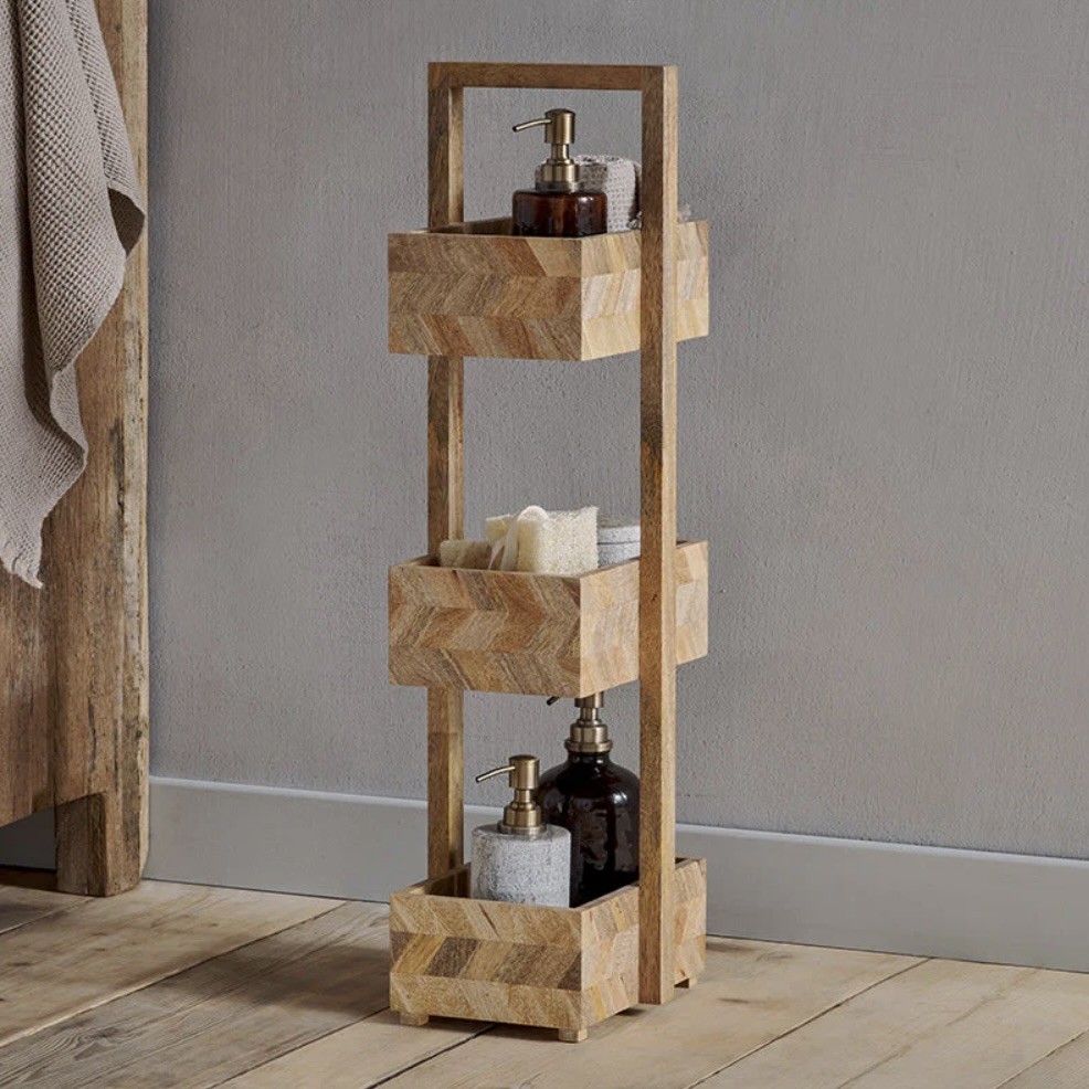 tall mango wood storage caddy