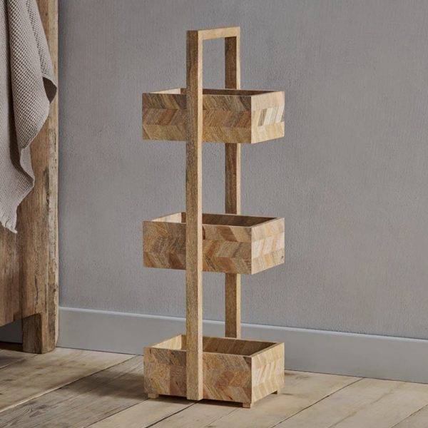 tall mango wood storage caddy