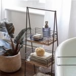 mango wood and iron storage caddy