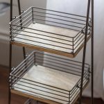 mango wood and iron storage caddy