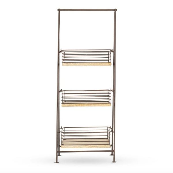 mango wood and iron storage caddy