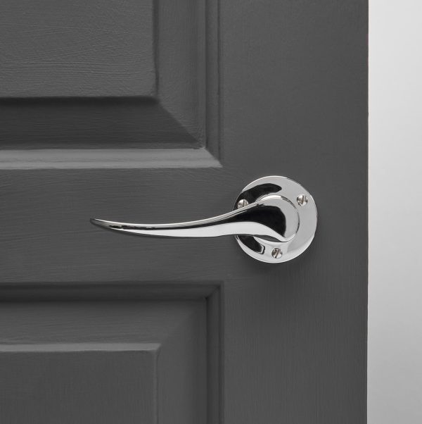 codsall lever handles round rose (pair) polished nickel