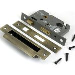 aged brass 3" euro profile sash lock