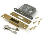 satin brass 3" 5 lever bs dead lock ka
