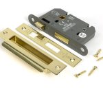 polished brass 2½" heavy duty bathroom mortice lock