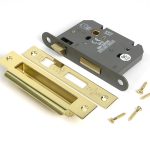 polished brass 3" heavy duty bathroom mortice lock