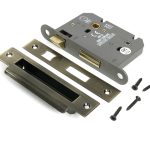 aged brass 3" heavy duty bathroom mortice lock