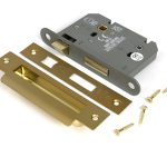 satin brass 3" heavy duty bathroom mortice lock