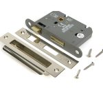 polished nickel 3" heavy duty bathroom mortice lock