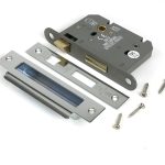 polished chrome 3" heavy duty bathroom mortice lock