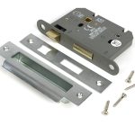 satin chrome 3" heavy duty bathroom mortice lock