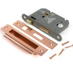 polished bronze 3" heavy duty bathroom mortice lock