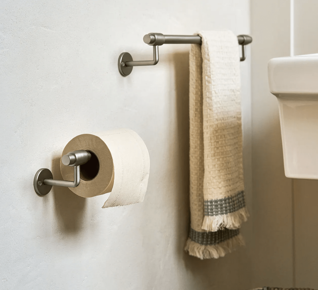 brushed nickel towel rail small
