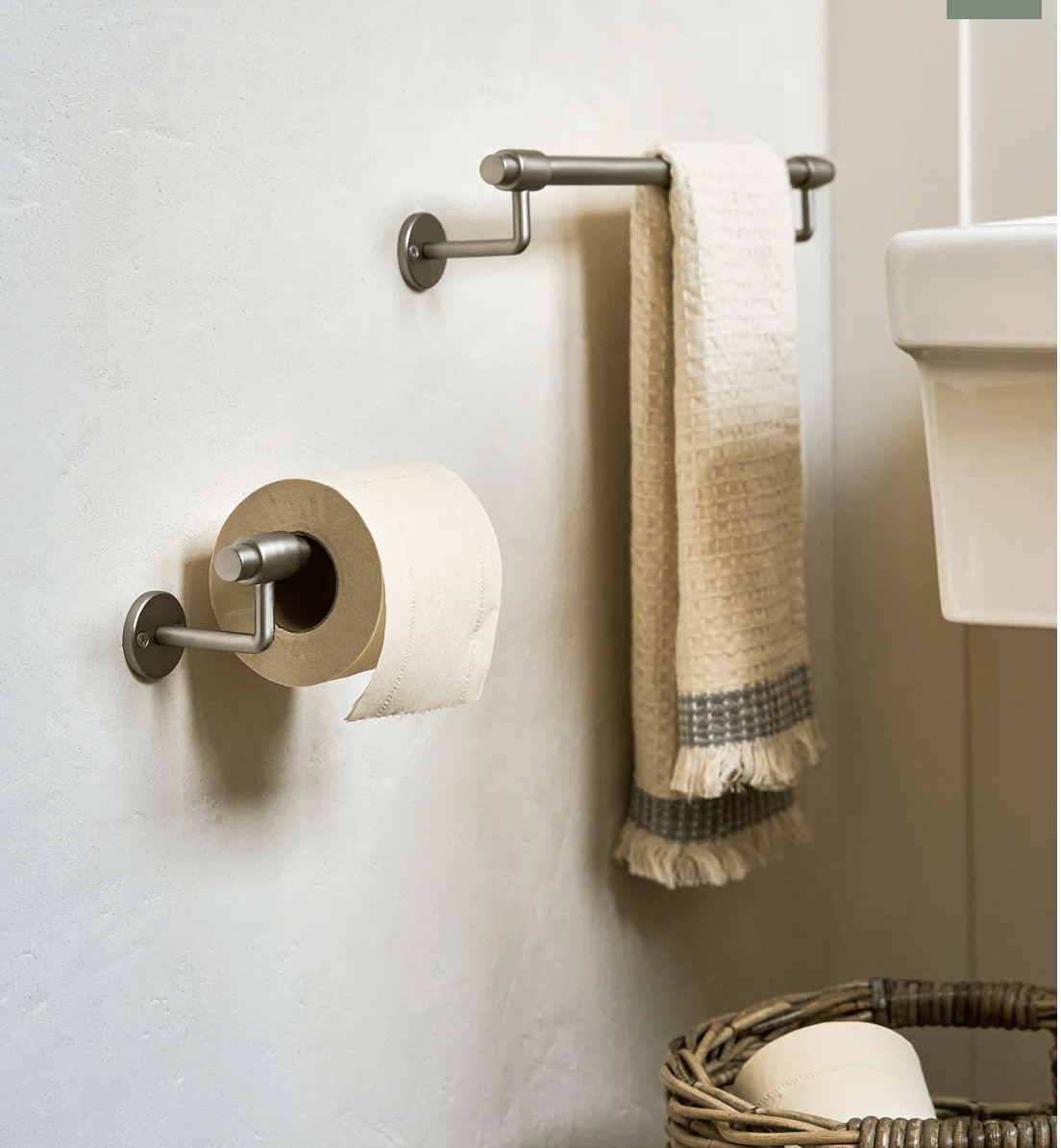 brushed nickel towel rail small
