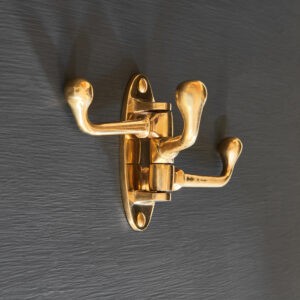 victorian triple swivel hook polished brass