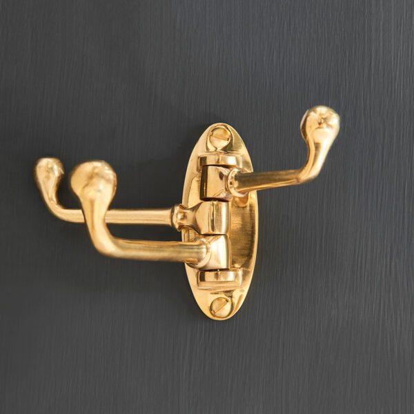 victorian triple swivel hook polished brass