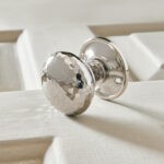 hammered cottage mortice/rim door knobs (pair) polished nickel