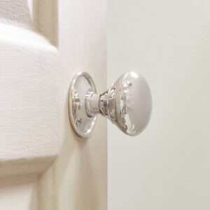 hammered cottage mortice/rim door knobs (pair) polished nickel