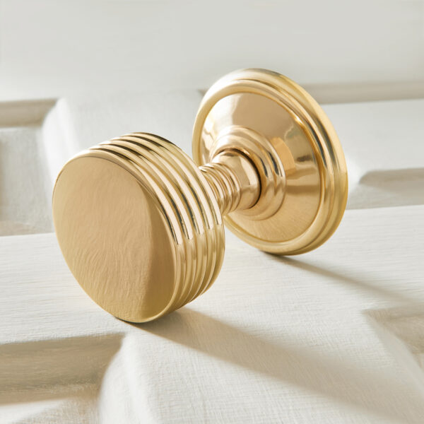 the oxford door knobs (pair) polished brass